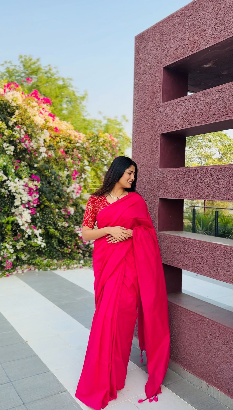 Rangdhaaga Rani pink Cotton Saree